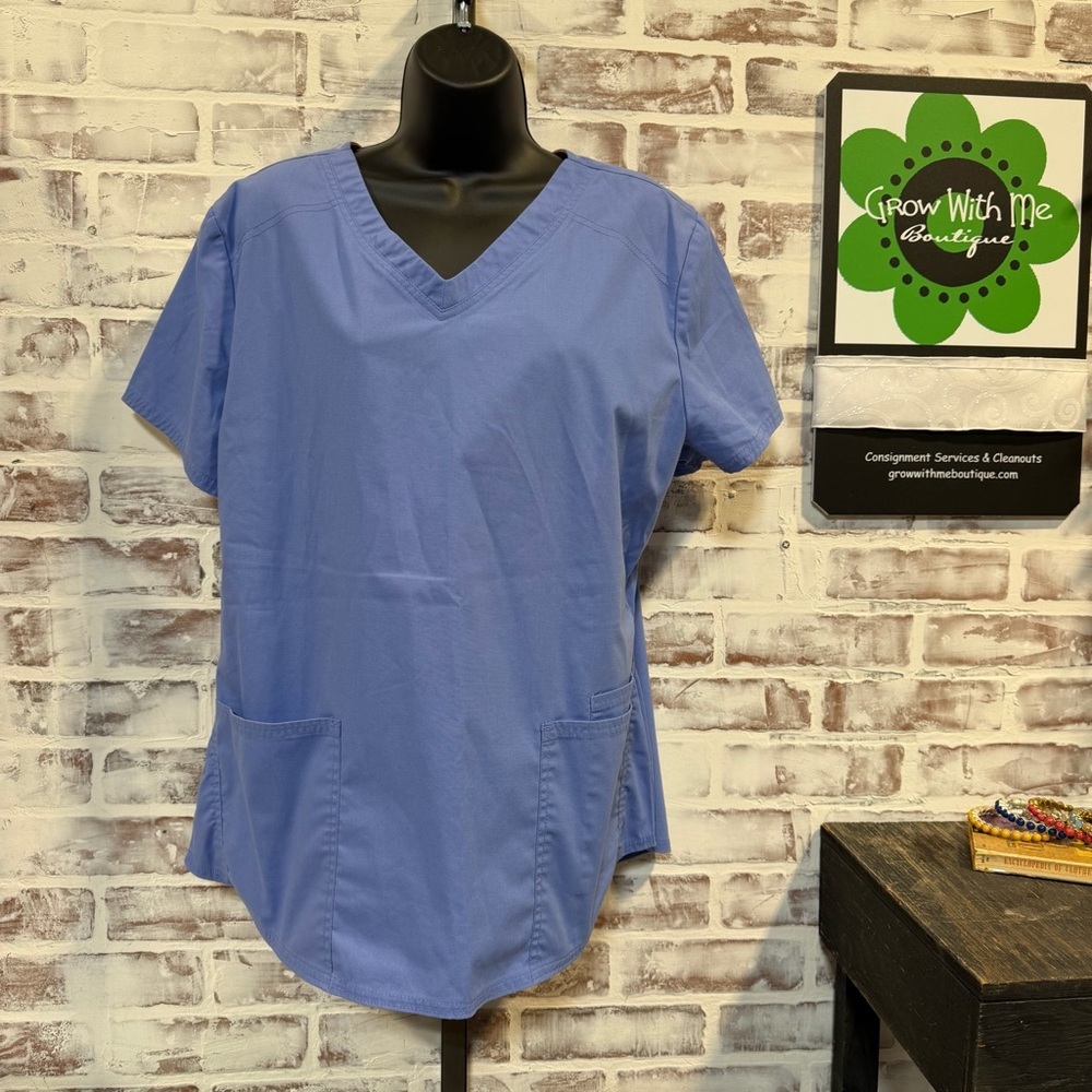 Scrubstar Classic V-Neck Medical Scrub Top - Blue large